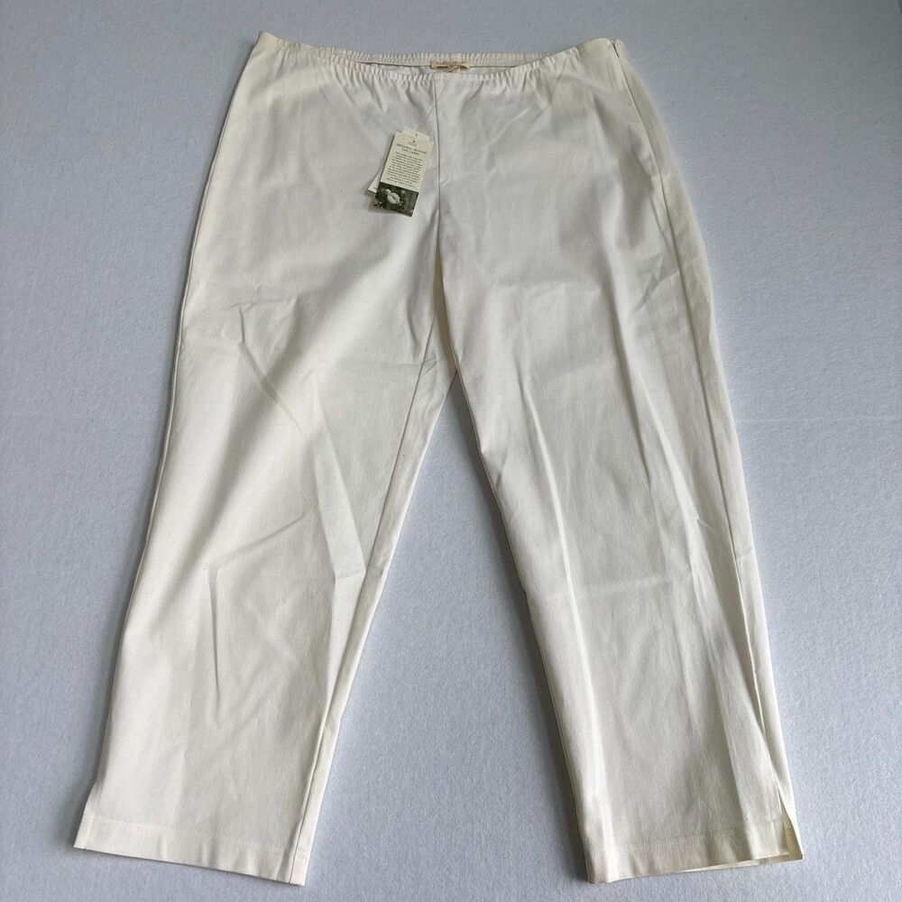Eileen Fisher Organic Cotton Stretch Twill Slim Ankle Pants Women PL White Cream